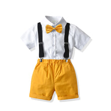 Carregar imagem no visualizador da galeria, Camisa blanca, short mostaza, moño, tirantes
