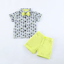 Cargar imagen en el visor de la galería, Camisa estampa de cactus con moño y short amarillo
