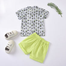 Cargar imagen en el visor de la galería, Camisa estampa de cactus con moño y short amarillo

