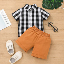 Cargar imagen en el visor de la galería, Camisa cuadrille negro con short marrón
