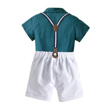 Cargar imagen en el visor de la galería, Camisa turquesa con short blanco, tirante y moño
