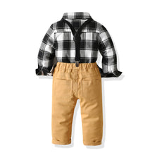 Carregar imagem no visualizador da galeria, Camisa negro cuadrille con moño y pantalón liso con tirante
