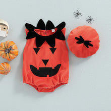 Cargar imagen en el visor de la galería, Body naranja de calabaza con boina y detalles en negro
