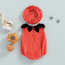 Cargar imagen en el visor de la galería, Body naranja de calabaza con boina y detalles en negro

