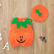 Cargar imagen en el visor de la galería, Camisilla naranja con boina de calabaza
