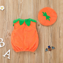 Cargar imagen en el visor de la galería, Camisilla naranja con boina de calabaza
