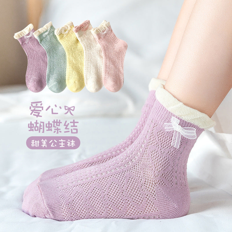 Pack de 5 medias de hilo con moño