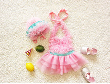 Cargar imagen en el visor de la galería, Traje de baño con tutu rosa verde agua

