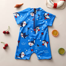 Carregar imagem no visualizador da galeria, Traje de baño body mameluco azul de tiburones
