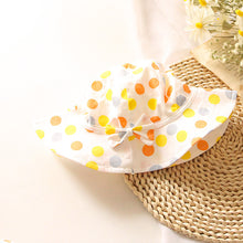 Cargar imagen en el visor de la galería, Sombrero de playa crema con motas coloridas y moño
