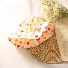 Cargar imagen en el visor de la galería, Sombrero de playa crema con motas coloridas y moño
