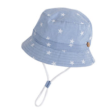 Cargar imagen en el visor de la galería, Sombrero de playa tipo jeans con detalles de estrellas
